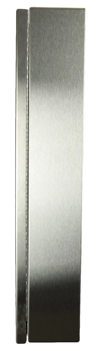 Brushed stainless steel Frost manual paper towel dispenser with locking front door, integrated towel opening, and commercial wall-mounted design.