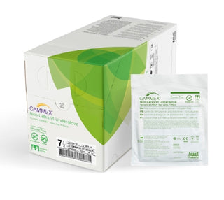 GAMMEX® 693861_BX, Surgical Underglove, Size 6, Polyisoprene, Standard Cuff, Green package of on a white background