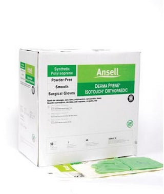 Box of GAMMEX® 739496_CS Surgical Glove Size 8 Sterile Polyisoprene Standard Length on a white background