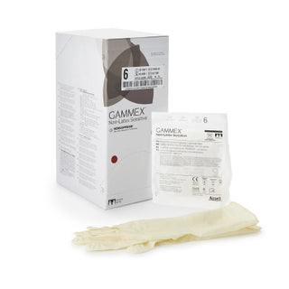 GAMMEX® 833672_BX,  Non-Latex Sensitive , Surgical Glove, Size 6, Polychloroprene, Cream with packaging on a white background