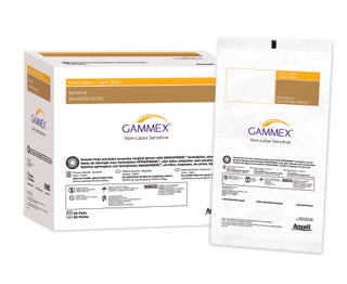 GAMMEX® 833674_CS Surgical Glove Non-Latex Sensitive Size 7 Sterile Standard Cuff packaging on a white background