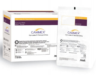 GAMMEX® 890679_BX, Non-Latex PI Textured Surgical Glove, Size 7.5, Polyisoprene, White packaging on a white background