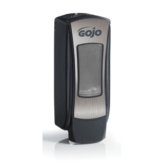 GOJO ADX-12 dispenser in chrome and black color with a visible level indicator.