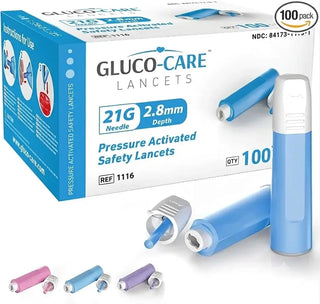 MediVena Gluco-Care Safety Lancets Contact Activated, 21G to 30G, 100/BX, 50BX/CS