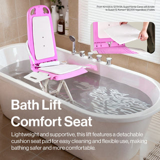 GoRise LT Portable Floor & Bath Lift – Pink Susan G. Komen® Edition – Lightweight (19 lbs), 330 lb Capacity, IP68 Waterproof