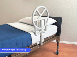 Halo Safety Wing mounted on one side of a hospital bed frame