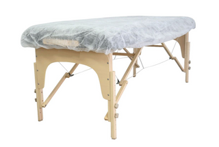 HealthyLine disposable fitted cover stretched over a table
