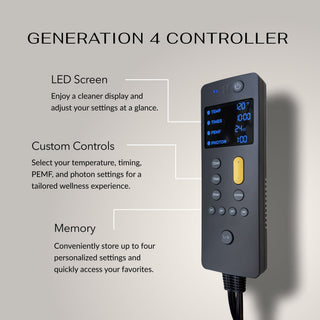 HealthyLine Gen 4 controller with labeled screen and memory buttons