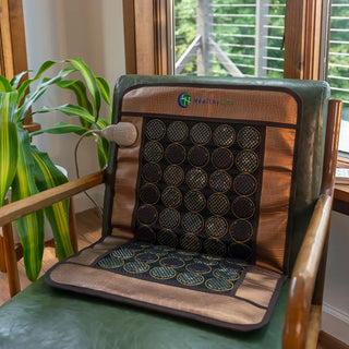 Smaller HealthyLine Mesh JT mat laid on a chair
