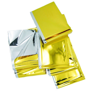 Silver and gold HealthyLine mylar blankets