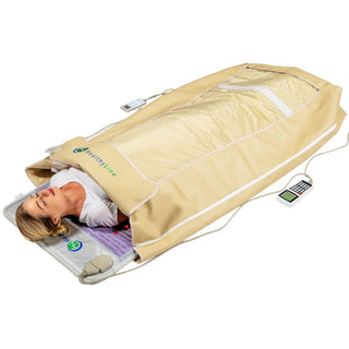 Person lying inside the HealthyLine Platinum 360 Wrap Set