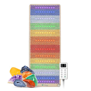 HealthyLine Rainbow Chakra mat with its controller and loose stones