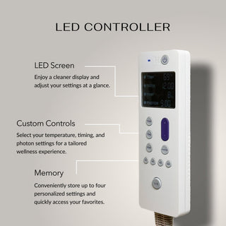 HealthyLine Rainbow Chakra LED controller with labeled functions