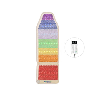 Shorter HealthyLine Rainbow Chakra Chair mat with its controller