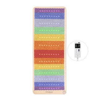 Full-length HealthyLine Rainbow Chakra mat, 4th edition, with its controller