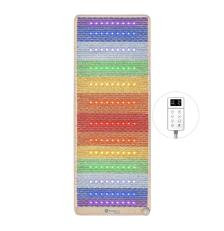 Full-length HealthyLine Rainbow Chakra mat, 3rd edition, with its controller