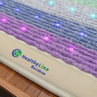 Close view of the Rainbow label on the HealthyLine mat
