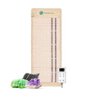 HealthyLine SOFT Pro mat with its controller and loose gemstones