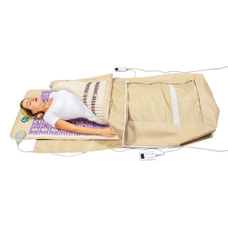 Person lying inside the HealthyLine TAJ 360 Wrap Set