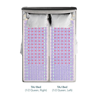 Left and right HealthyLine TAJ Bed half mats inside a fitted cover