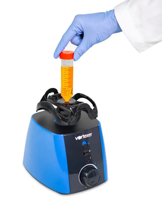 Blue Heathrow Scientific 120209 Lab Vortex Mixer With Touch Function on a white background