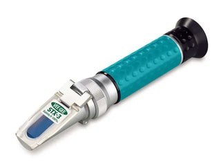 Teal and silver Heathrow Scientific 43036 Handheld Salinity Refractometer on a white background