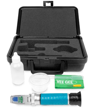 Heathrow Scientific 43036-KIT Refractometer Water Testing Field Kit with open case on a white background