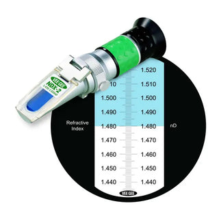 Heathrow Scientific 43055 Handheld Refractive Index Refractometer with a clear scale on a white background