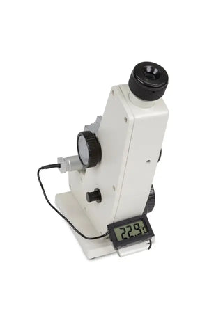 Heathrow Scientific C10 Abbe Refractometer with digital display on a white background