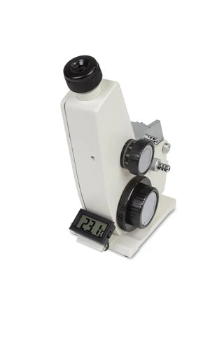 Heathrow Scientific C10 Abbe Refractometer with digital display on a white background