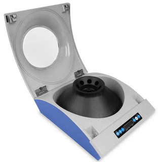 Laboratory Heathrow Scientific Clinical Benchtop Centrifuge with open lid on a white background
