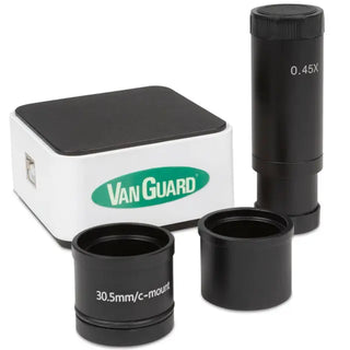 Heathrow Scientific Microscope Camera eyepieces and accessories on a white background