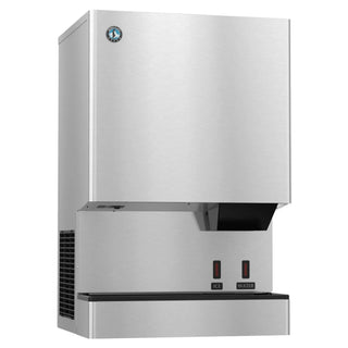 Hoshizaki DCM-300BAH-OS Opti-Serve hands-free cubelet ice dispenser, stainless steel, angled view