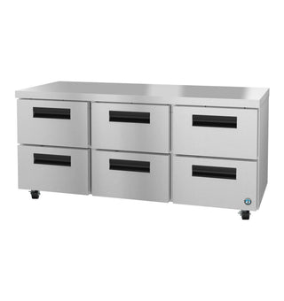 Hoshizaki UR72B-D6 Refrigerator, Three Section Undercounter, Stainless Drawers, 18 cu. ft.