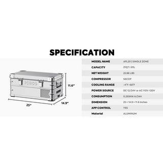 ICECO APL20 25" Light Duty Aluminum Silver Freezer, Single Zone, 20 LT