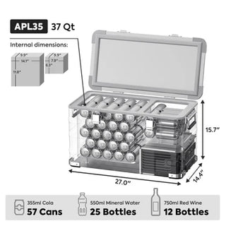 ICECO APL35 27" Dual Zone Aluminum Silver Freezer, 35 LT, -20°C to +20°C
