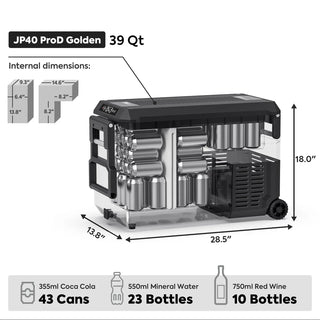 ICECO JP40 28.5" Pro Dual Zone Wheeled Portable Freezer With Cover, 40 LT (39 Qt), -20°C to +20°C