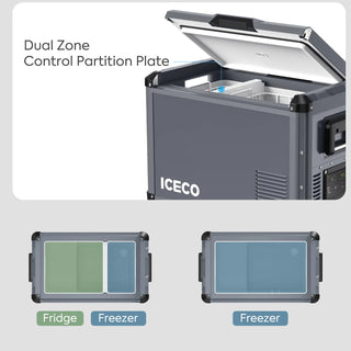 ICECO VL45ProD Dual Zone Portable Gray Freezer, 43L (45 Qt), -18°C to +10°C