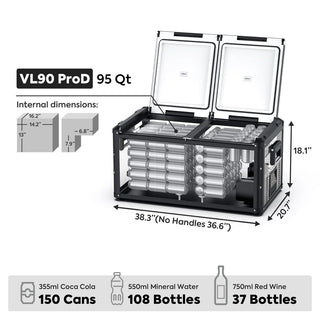 ICECO VL90ProD 38.3" Dual Zone Portable Freezer, 90 LT (95 Qt), -18°C to +10°C