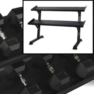 Inflight Fitness 5007-2-550HXP  5-50 lb Rubber Hex Dumbbells And Rack