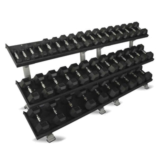 Inflight Fitness 5009-2100HXP 108″ 3-Tier Dumbbell Rack Bundle, Six Heavy-Duty Tray Shelves