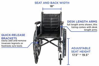 Invacare TREX28RP Tracer EX2 Wheelchair 18" x 16" Frame with Removable Fixed Height Desk
