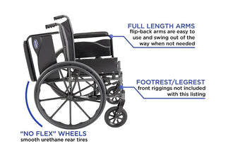 Invacare TRSX50FBFP Tracer SX5 Wheelchair 20" x 16" Frame with Flip-Back Fixed Height