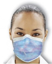Person wearing a blue  Isofluid™ Plus 862766_CS Procedure Mask Pleated Earloops One Size Fits Most ASTM Lev.1 Adult with a white background