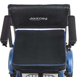 Overhead view of the Journey So Lite 08474 scooter seat, showing the padded backrest and armrests.