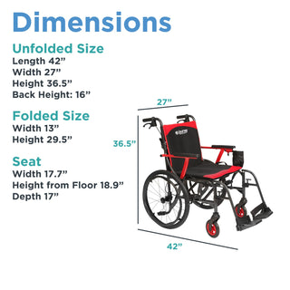 Measurement diagram for the Journey So Lite C2 08970 showing unfolded and folded dimensions.