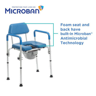 Microban antimicrobial protection graphic for the Journey 33321 SoftSecure commode chair seat and backrest