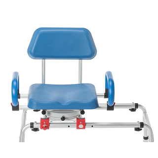 Front close view of the padded seat and armrests on the Journey 33322 SoftSecure transfer bench