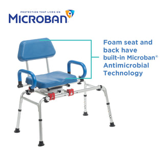 Microban antimicrobial protection graphic for the Journey 33322 SoftSecure rotating transfer bench