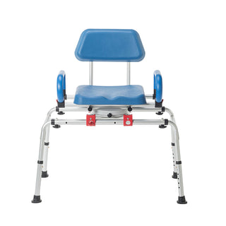 Angled view of the Journey 33322 SoftSecure rotating transfer bench with contoured seat and backrest